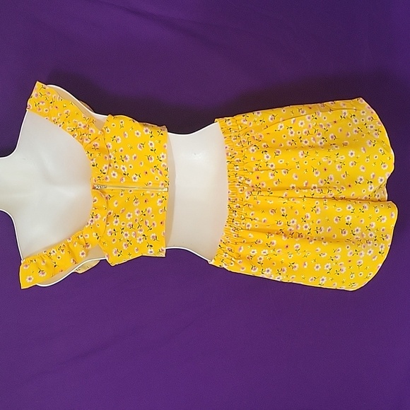 Shein mustard yellow pink floral off shoulder 2 piece set - Picture 5 of 15